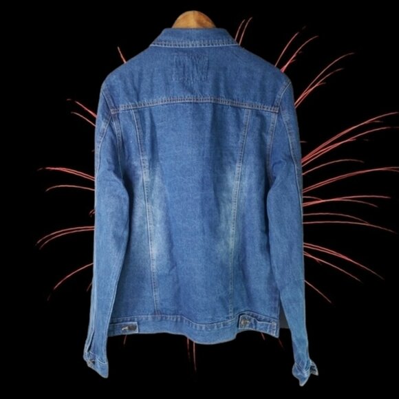 Philcos Denim Men's Jacket Size L Medium Wash Trucker Western - Picture 3 of 6